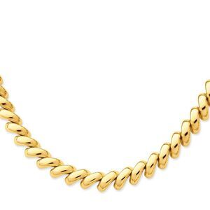 12mm 14k Yellow Gold Hollow San Marco Chain Necklace 17 Inch